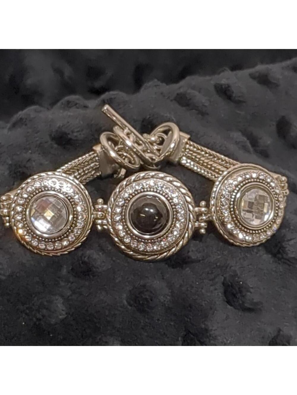 18mm Ginger Snap Bracelet with 3 Interchangeable Snaps Dazzling Crystal & Black